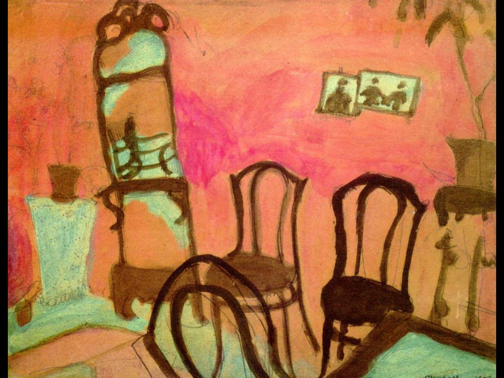 Kleiner Salon Zeitgenosse Marc Chagall Ölgemälde